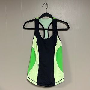 Lululemon green and black cardio kick tank top size 12